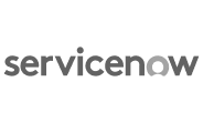 The image displays the ServiceNow logo in lowercase, gray text on a light background. The 'o' in now is partially shaded, echoing the unique approach of creative career coaching and career alignment coaching programs.