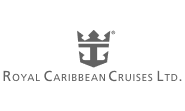 Royal Caribbean Cruises Ltd. logo features a stylized crown and anchor above the company name in uppercase letters. The grayscale design on a light background reflects professionalism, aligning with career fulfillment coaching values.